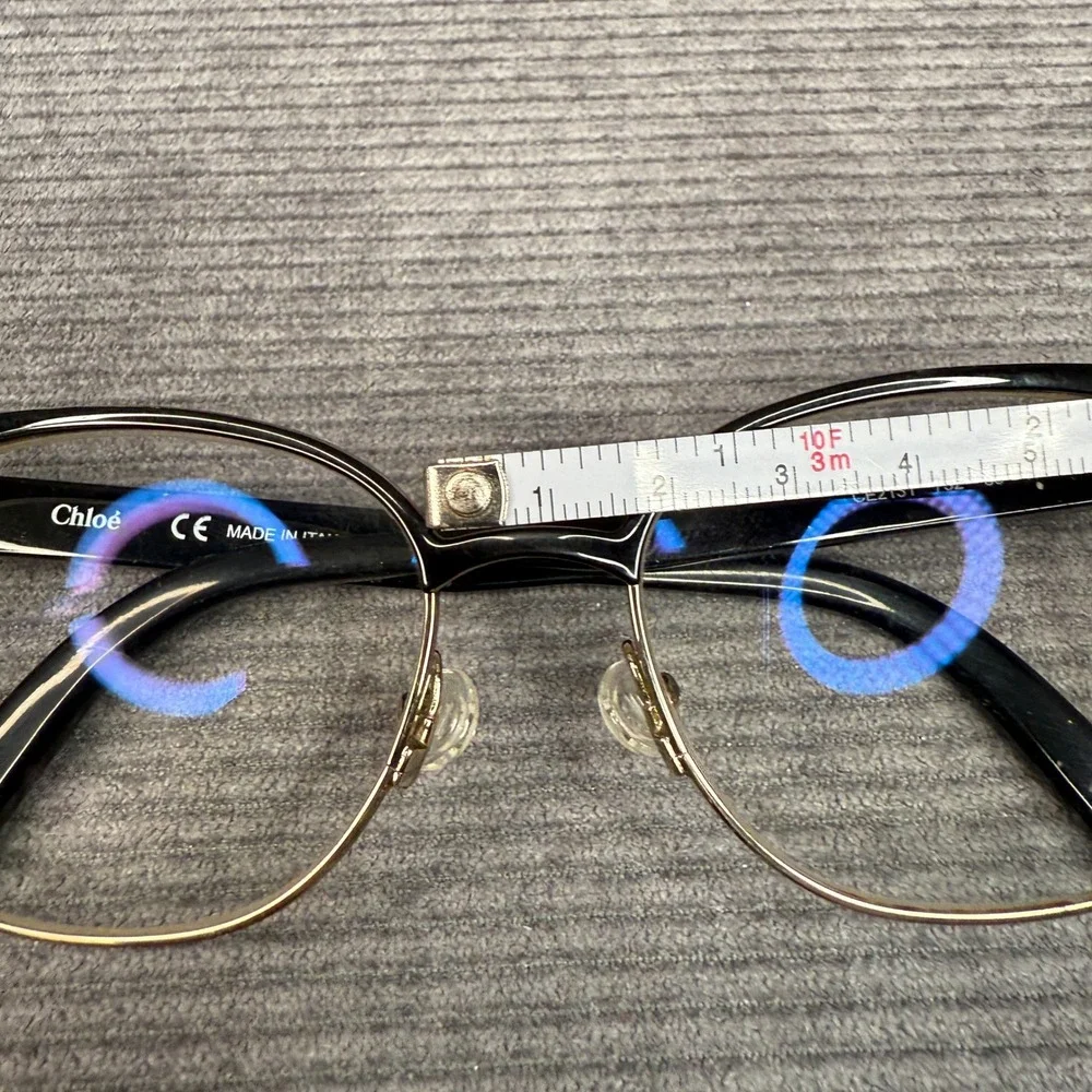 Chloe‎ CE2131 752 Cat Eye Y2K Eyeglasses Black Gold Metal Frame Italy 53-17-140